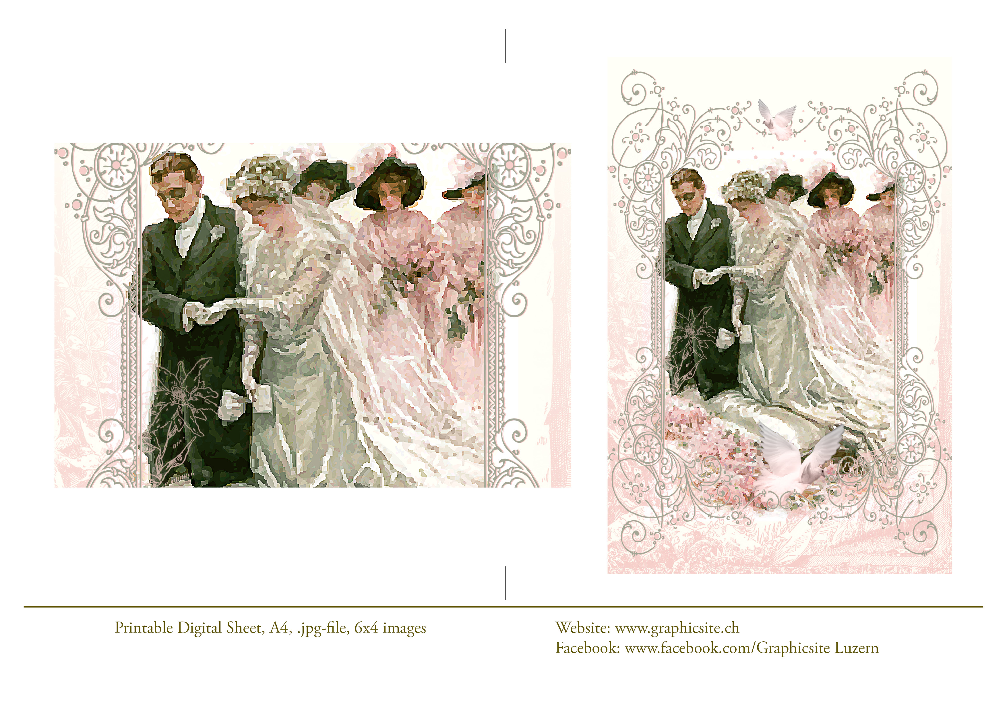 Printable Digital Sheet - 6x4 images - Victorian Wedding